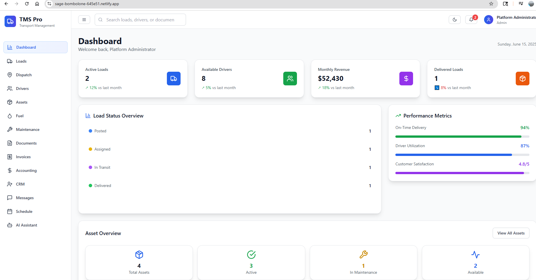 TMS Dashboard